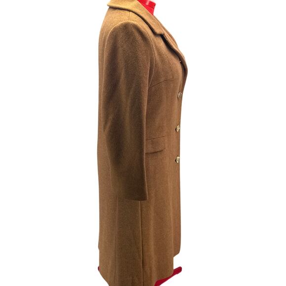 Shagmoor Vintage ILGWU Made Brown Wool Long Trench Coat Jacket Women Medium - Picture 3 of 13
